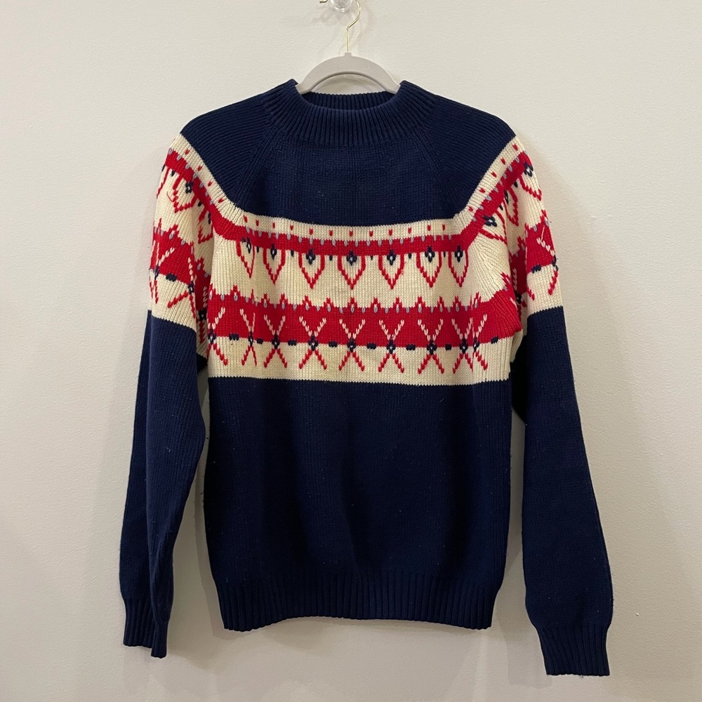 Vintage Aspre JCPenney Navy and Red Crewneck Sweater